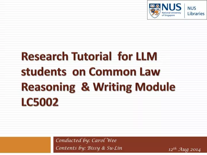 research tutorial for llm students on common law reasoning writing module lc5002