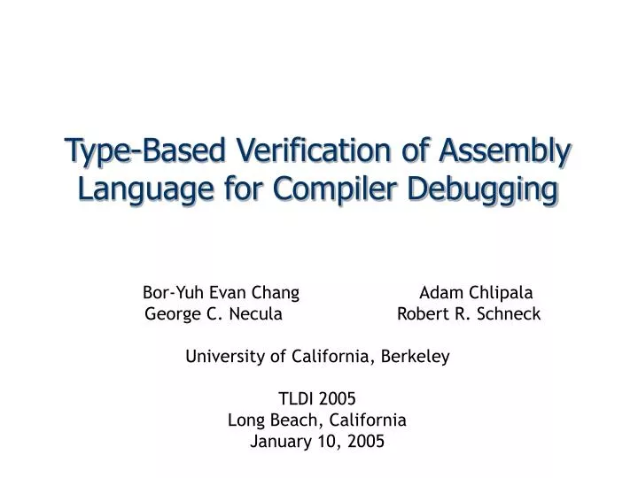 type based verification of assembly language for compiler debugging