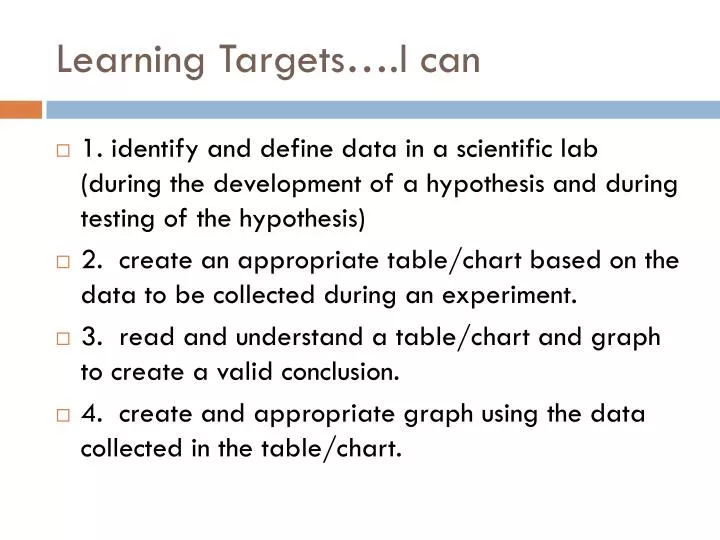 learning targets i can