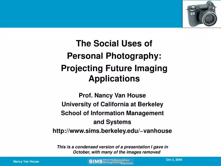 the social uses of personal photography projecting future imaging applications
