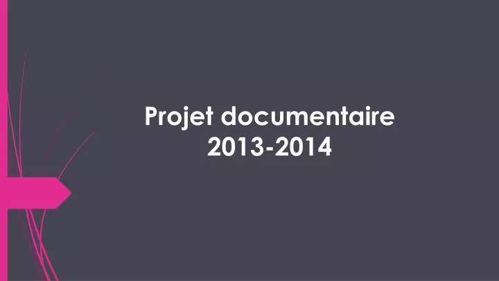 projet documentaire 2013 2014