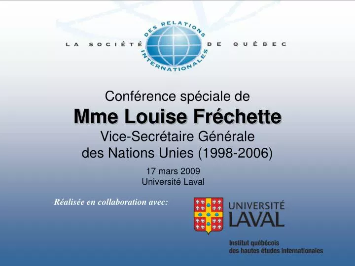 conf rence sp ciale de mme louise fr chette vice secr taire g n rale des nations unies 1998 2006