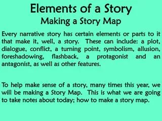 Elements of a Story Making a Story Map