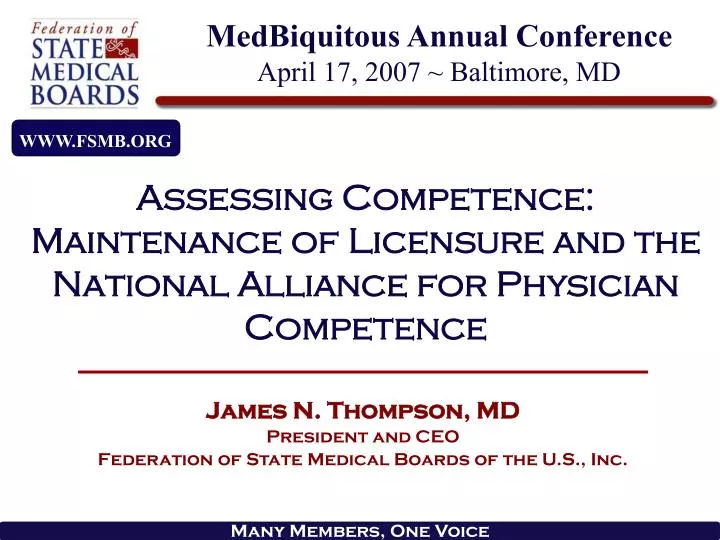 james n thompson md president and ceo federation of state medical boards of the u s inc