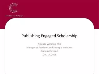 Publishing Engaged Scholarship