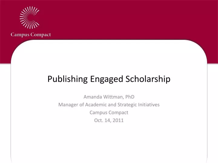 publishing engaged scholarship