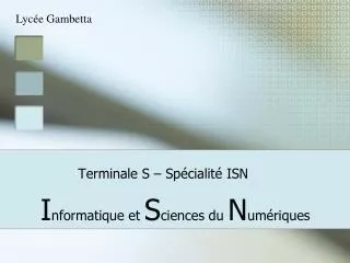 terminale s sp cialit isn