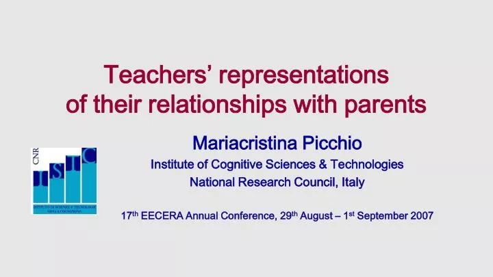 teachers representations of their relationships with parents