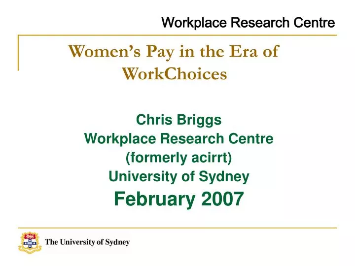 women s pay in the era of workchoices