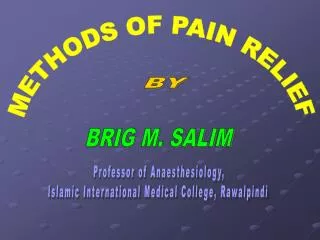 METHODS OF PAIN RELIEF