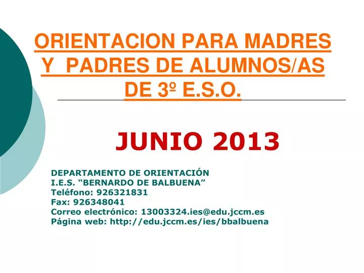 orientacion para madres y padres de alumnos as de 3 e s o