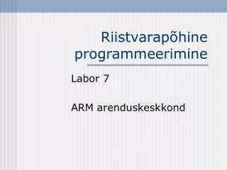 riistvarap hine programmeerimine
