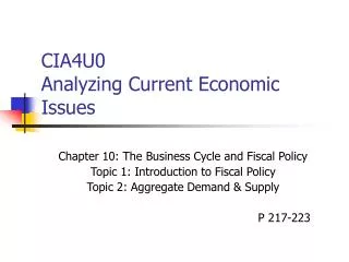 CIA4U0 Analyzing Current Economic Issues