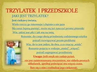 trzylatek i przedszkole