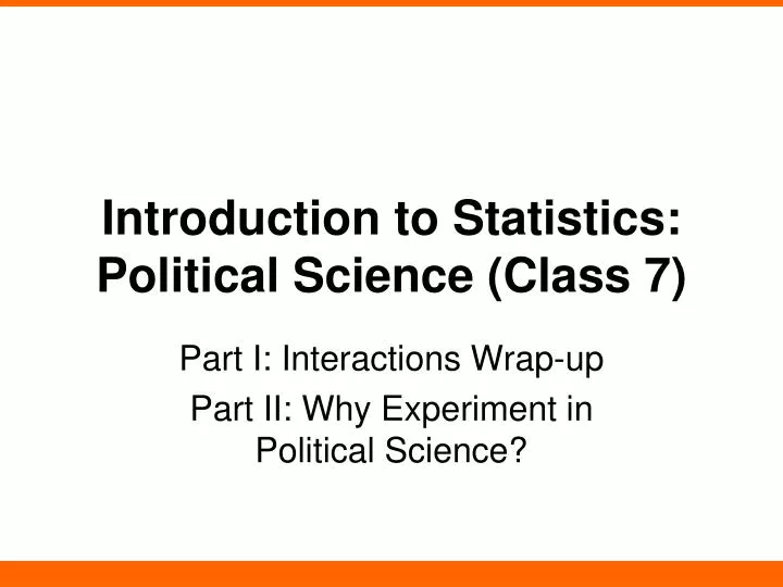 introduction to statistics political science class 7