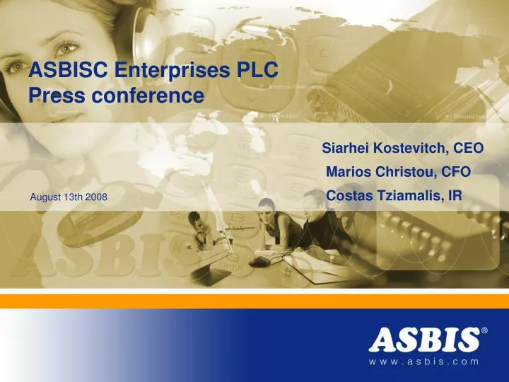 asbisc enterprises plc press conference