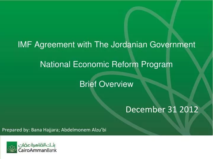imf agreement with the jordanian government national economic reform program brief overview