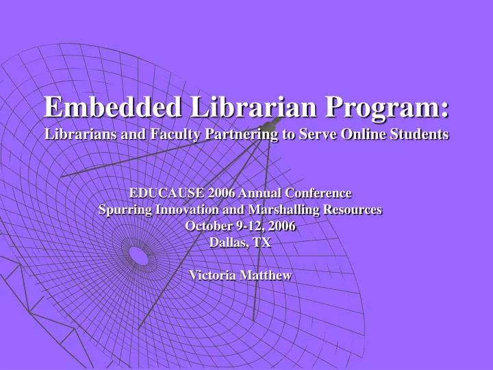 embedded librarian program librarians and faculty partnering to serve online students