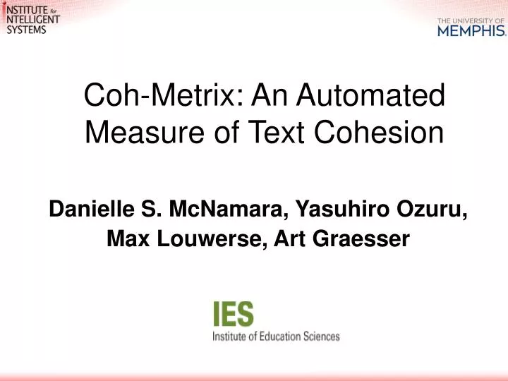 coh metrix an automated measure of text cohesion