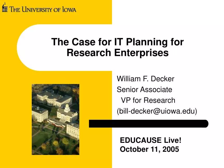 the case for it planning for research enterprises