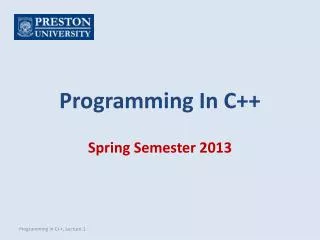 Programming In C++