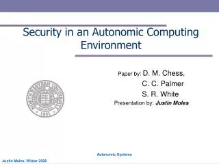 Security in an Autonomic Computing Environment