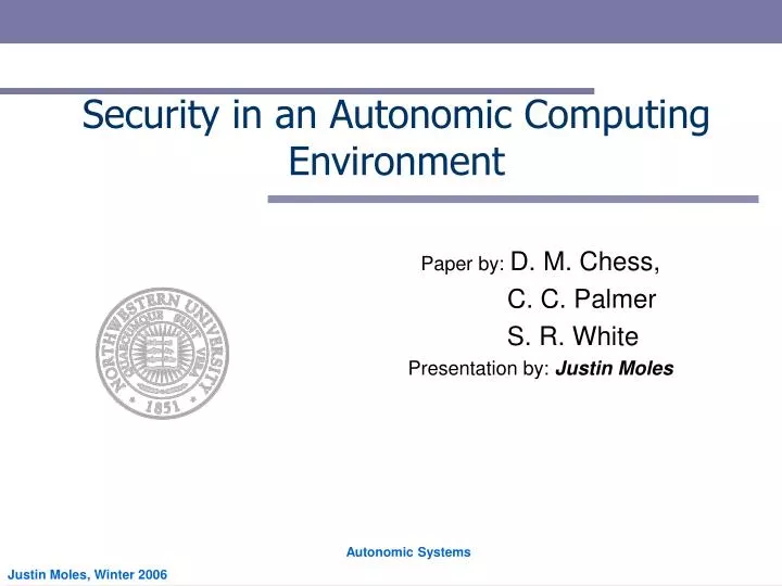 security in an autonomic computing environment