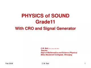 PHYSICS of SOUND Grade11