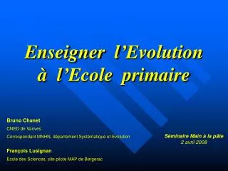 enseigner l evolution l ecole primaire