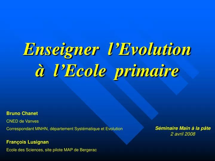 enseigner l evolution l ecole primaire