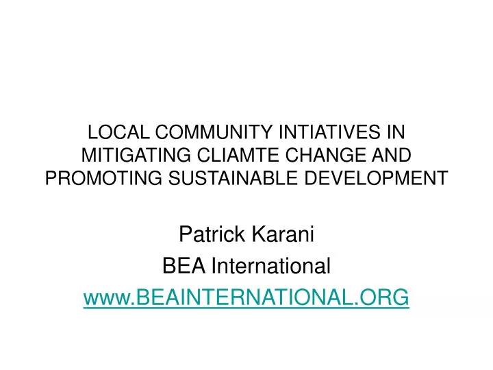 local community intiatives in mitigating cliamte change and promoting sustainable development