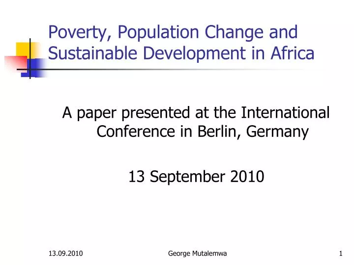 poverty population change and sustainable development in africa