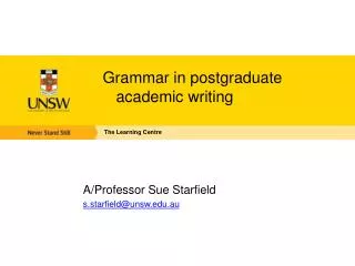 Grammar in postgraduate academic writing
