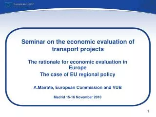 Seminar on the economic evaluation of transport projects