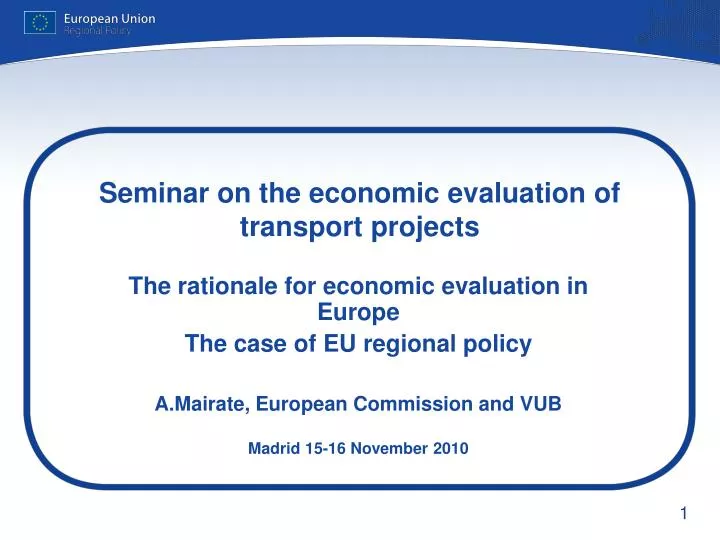 seminar on the economic evaluation of transport projects