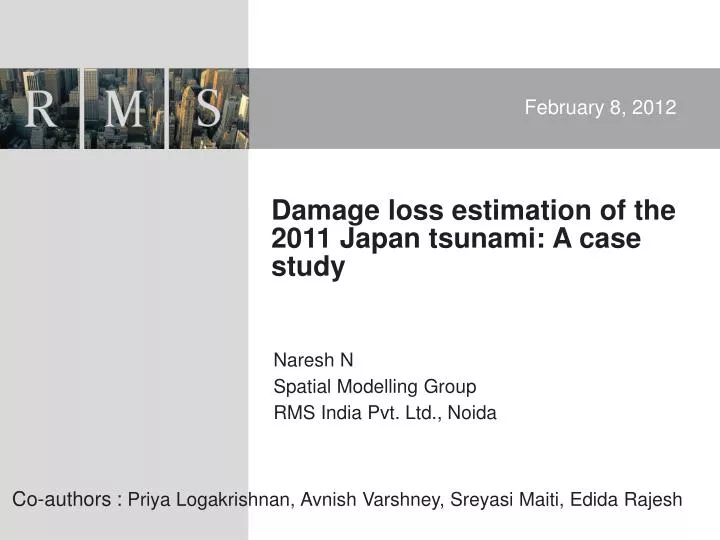 damage loss estimation of the 2011 japan tsunami a case study