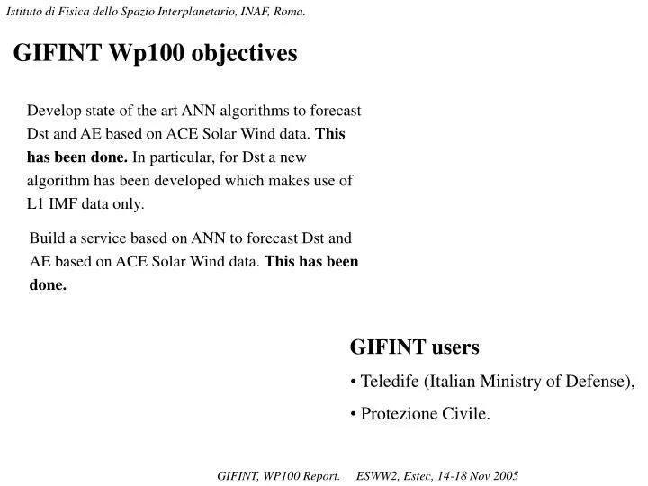 gifint wp100 objectives