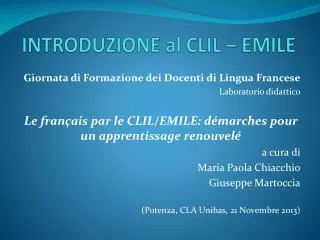 introduzione al clil emile