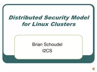 distributed security model for linux clusters