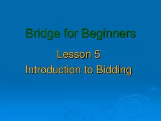 Bridge for Beginners