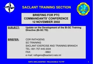 SUBJECT: Update on the Development of the Bi-SC Training Directive (Bi-SC TD)