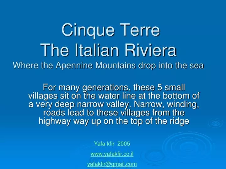 cinque terre the italian riviera where the apennine mountains drop into the sea