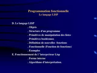 programmation fonctionnelle le langage lisp