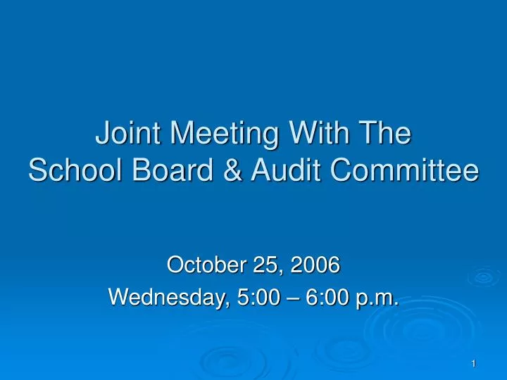 joint meeting with the school board audit committee