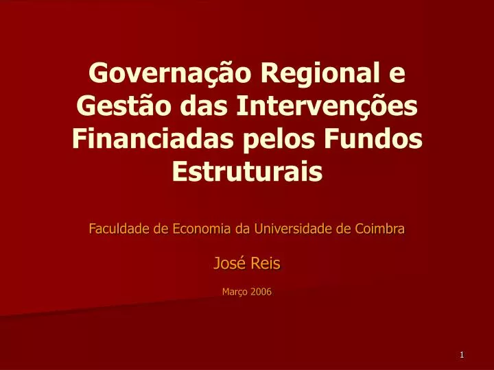 governa o regional e gest o das interven es financiadas pelos fundos estruturais