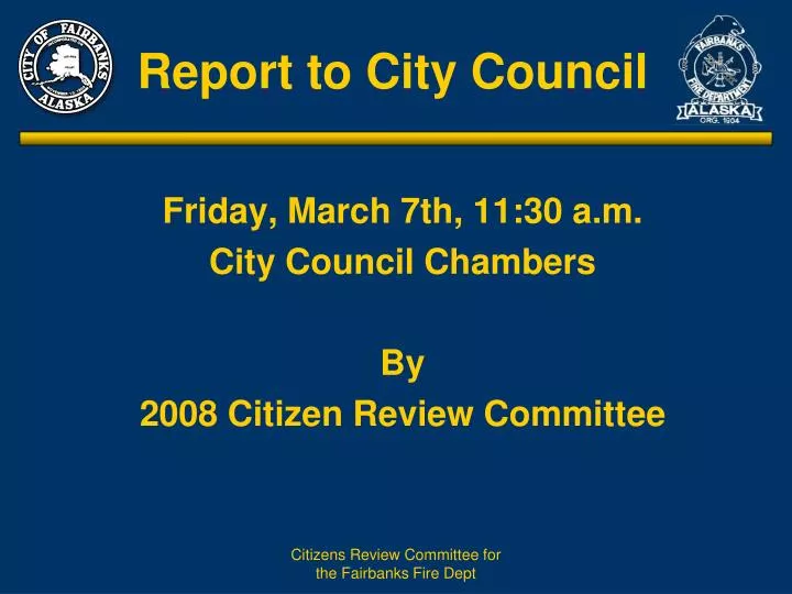 report to city council