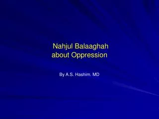 Nahjul Balaaghah about Oppression