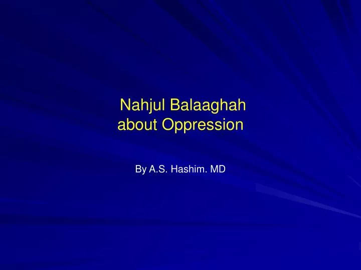 nahjul balaaghah about oppression