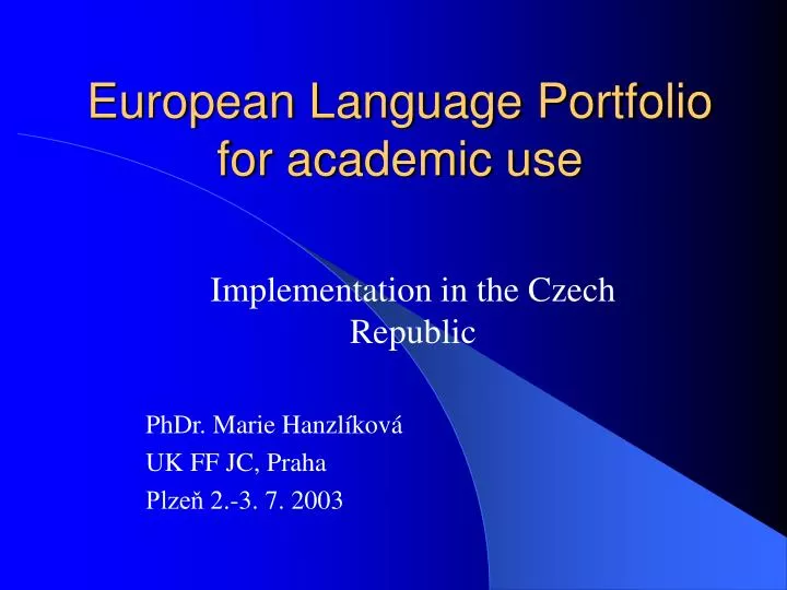 european language portfolio for academic use