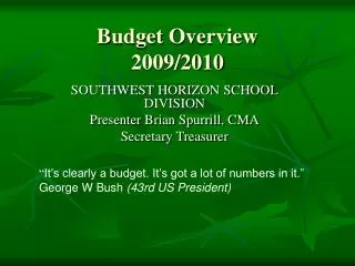 Budget Overview 2009/2010
